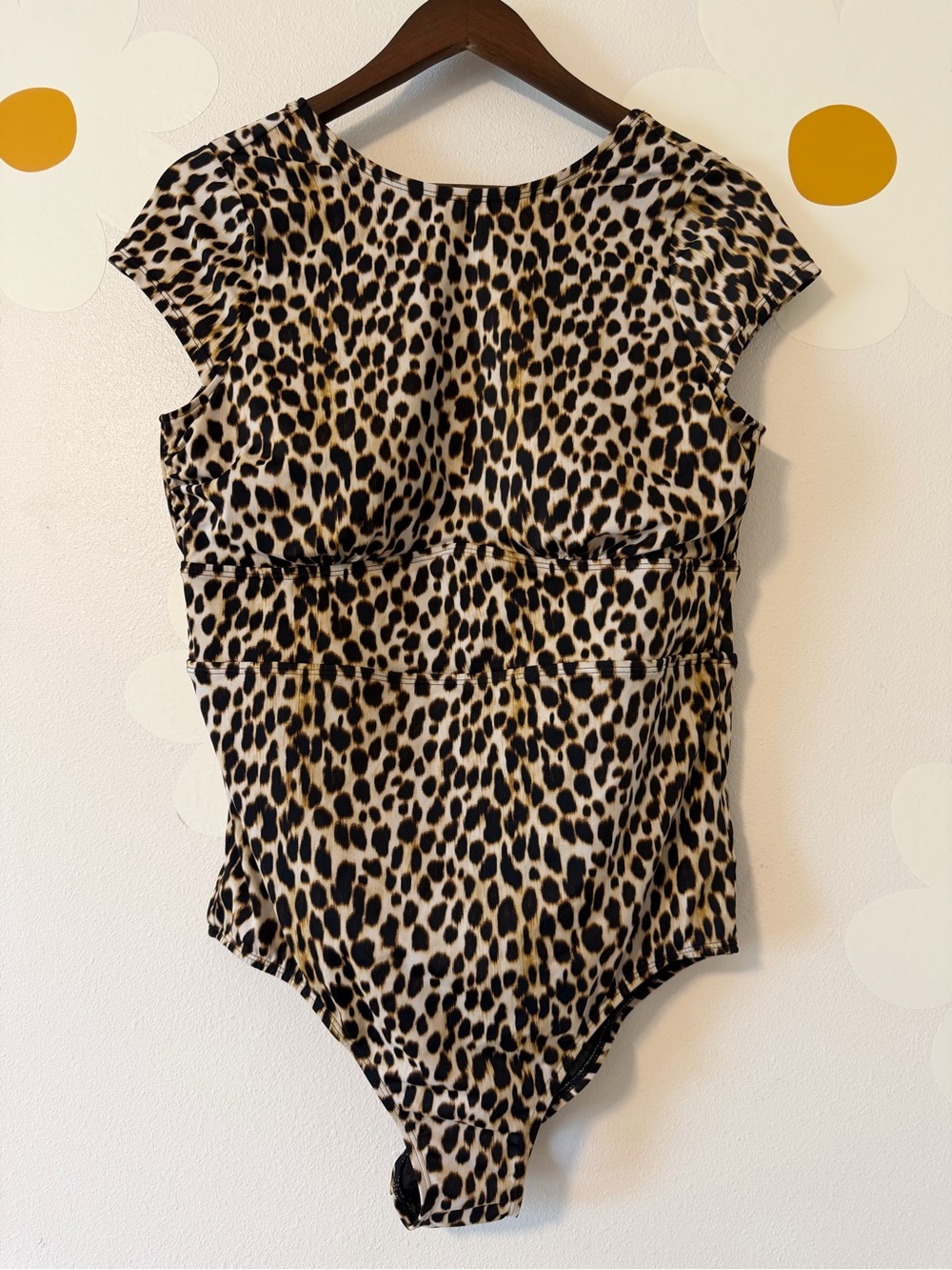 LIKE NEW Torrid Leopard Cap Sleeve Active Wireless Scoop Back One Piece Swimsuit - Picture 5 of 14